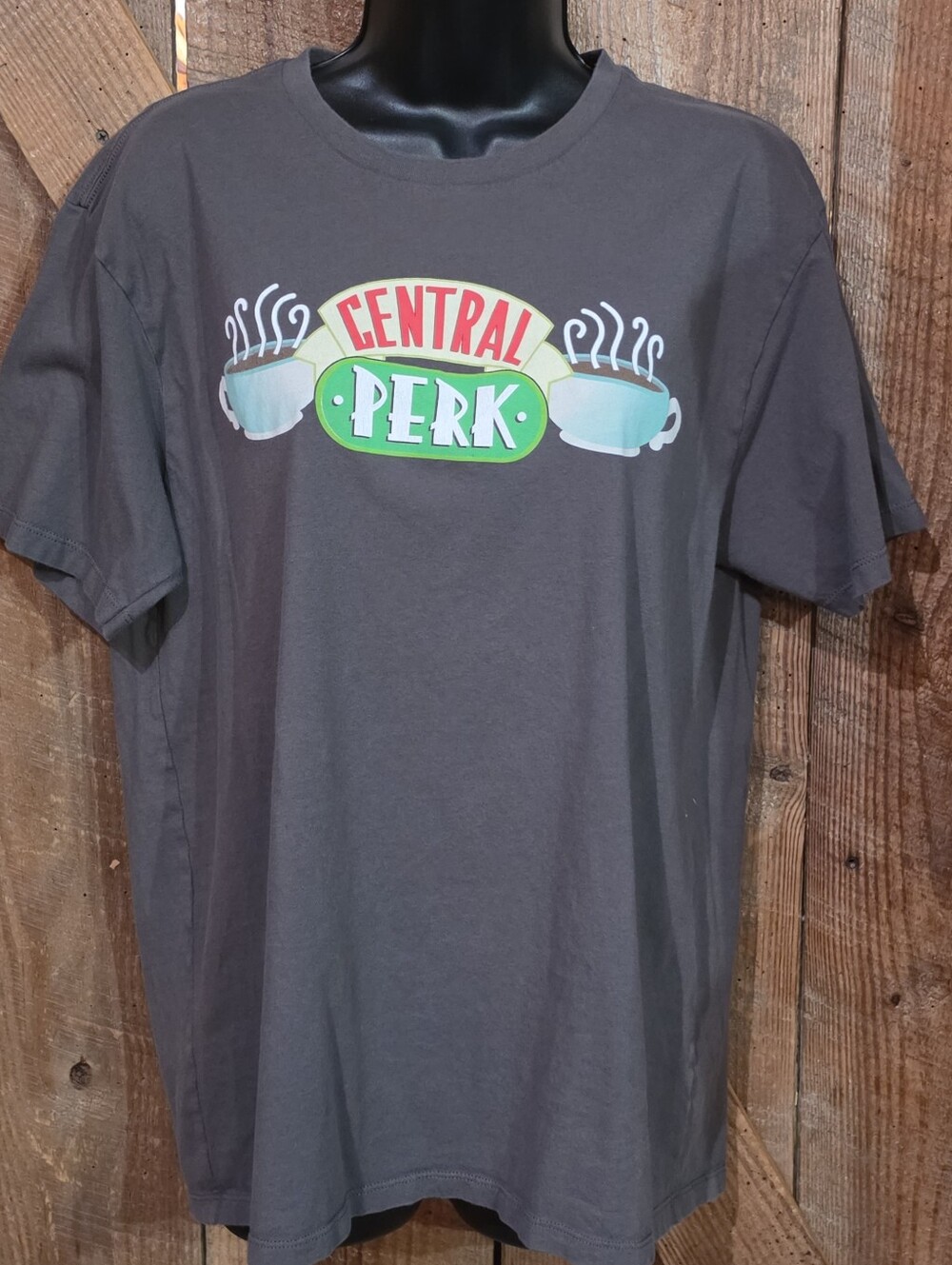 Friends Sitcom Men Large Gray Shirt Central Perk Funny TV Series Show Comedy Y2K